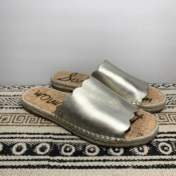 Sam Edelman Shoes - Sam Edelman Metallic Leather Espadrille Slide